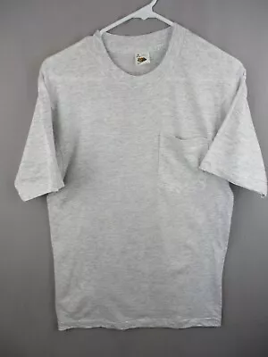 Vintage Fruit Of The Loom Gray Blank T-Shirt Mens Medium Single Stitch USA 90's • $21.99