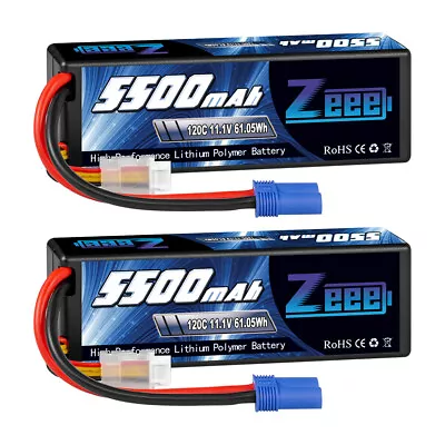 2PCS Zeee 3S LiPo Battery 5500mAh 120C 11.1V EC5 Hardcase For RC Car Truck Boat • $60.68