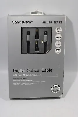 Sandstrom Digital Optical Cable With Mini Audio Toslink Adaptors. 2M BNIB • £7.50