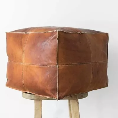 18  Handmade Unstuffed New Brown Cow Leather Footstool Pouffe Handmade Vintage • $76