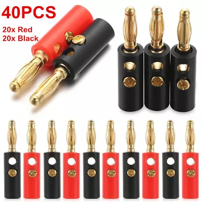 40PCS 4mm Gold Plated Banana Plugs Audio Jack Speaker Wire Cable Screw Connector • $11.05