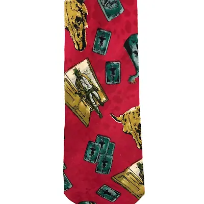 Michael Jordan Cowboy Silk Tie Mens Handmade Vintage Novelty 58x4 Inch Red • $34.99