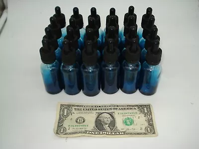 Case Of 24    Essential Oils  1oz Faded Blue Glass Bottle Dropper 30ml With Cap • $19.99