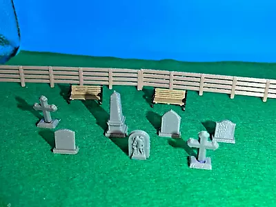 £5.99 • Buy 7 No Mixed Grey Gravestones 00 GAUGE Model Railway Scenery Decoration Halloween