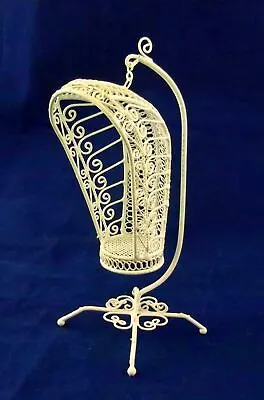 Dolls House Hanging Basket Chair Miniature White Wire Wrought Iron Furniture • $2.48