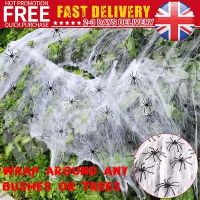 Spider Web With 20/30pcs Spider Halloween Party Decoration Stretchy Cobweb Props • £3.95
