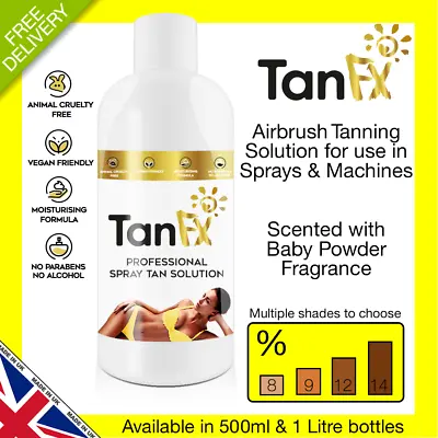 Spray Tan Liquid Tanning Solution 250ml 500ml 1 Litre TANFX Fake Tan Lotion • £96.99
