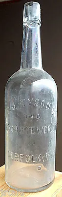 1900s W. J. TYSON COMPANY WHISKEY BOTTLE BREWER STREET NORFOLK VA AS IS • $149.99