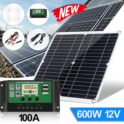 £10.89 • Buy 600W Solar Panel Kit Battery Charger Controller For Car Van Caravan Boat 12/24V