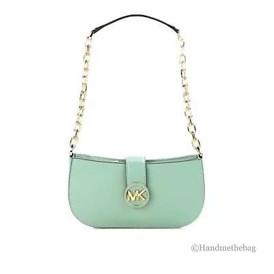 Michael Kors Carmen Small Sea Green Leather Pouchette Shoulder Crossbody Purse • $89