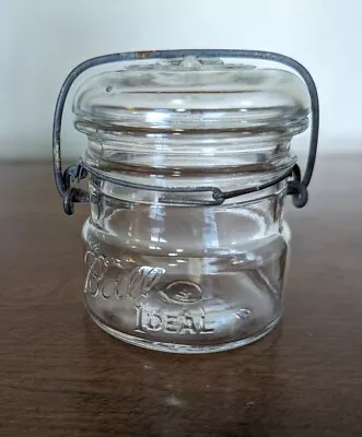 Vintage Ball Ideal Half Pint Clear Canning Jar Glass Lid Wire Bail • $5.99