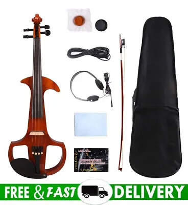 Silent Electric Violin 4/4 Full Size Hand Made Violin With Violin Case Bow US • $128.99