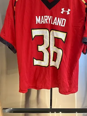 #36 University Of Maryland Red Under Armour Football Lacrosse Jersey   Large • $25.01