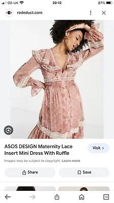 Asos Design Maternity Ruffle Lace Floral Dress 14  • £15