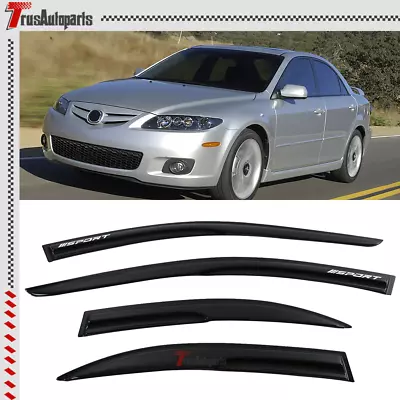 For 03-08 Mazda 6 Sedan Window Visors Smoke Guard Mugen Style Acrylic W/ Sport • $49.99