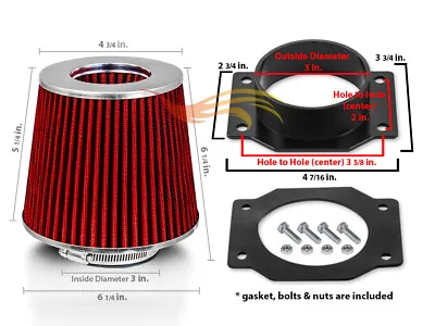 Air Intake MAF Adapter + RED Filter For 87-99 Nissan Maxima 300ZX 3.0L • $19.79