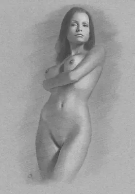 Nude Female Model ORIGINAL DRAWING Charcoal Art Realism Naked Woman NO RESERVE • £7.50