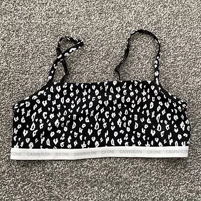Womens Calvin Klein CK One Black & White Animal Print Bralette - Size Medium • £10