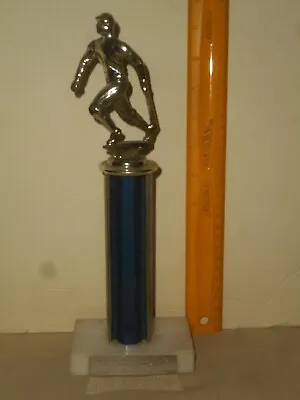 Vintage Baseball Trophy Silver Metal Topper & Blue Carrara Marble Base 1972 • $29.95