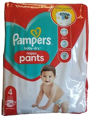 1 Pack Pampers Baby-Dry Nappy Pants Disposable Cotton Nappies Size 4 38 • £5.99