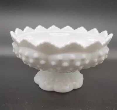 Vtg Fenton White Milk Glass Hobnail Centerpiece Compote Dish Candle Inserts 6.5  • $9.99