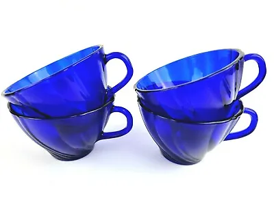 Duralex VERECO Cobalt Blue Rivage Swirl Set Of 4 Cups France Stunning • $24