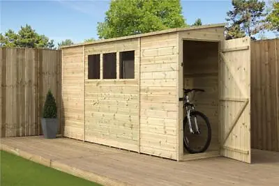 Empire 2800 Pent Garden Shed Wooden 9X3 10X3 12X3 14X3 PRESSURE TREATED TONGUE & • £685.40