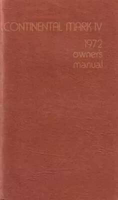 Lincoln Mark Iv 1972 Maintenance/Owners Manual Book • $28.57