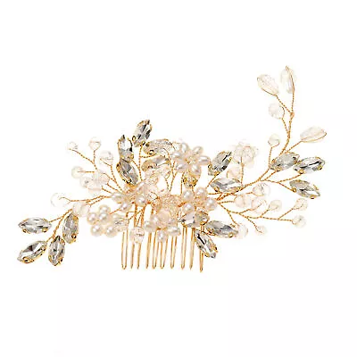 Bride Hair Comb Non-slip Hair Ornaments Luxury Imitation Pearl Crystal Wedding • $9.38