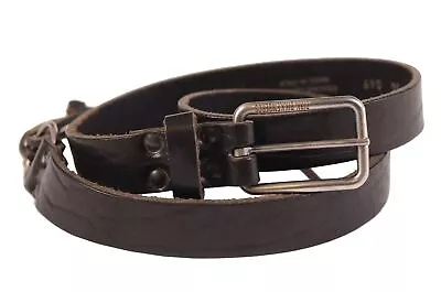 DIRK BIKKEMBERGS Black Leather Thin Belt With Rectangular Buckle 54 NEW 90cm/ 36 • $93.15