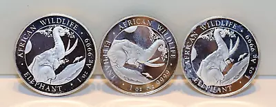 (3) Somalia 2023 Elephant  1oz Silver 999.9 African Wildlife Coin Unc • $99.99