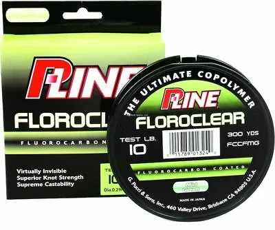 P-Line FCCFMGF-10 Floroclear Fluorocarbon Coated Mono 10lb 300yd Mist Green New • $12.79