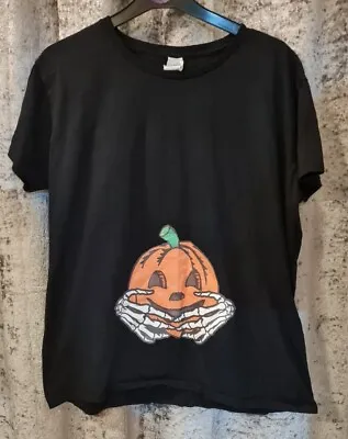 Halloween Pumpkin Bump Mum To Be Ladies Tshirt Size XL  • £8.99