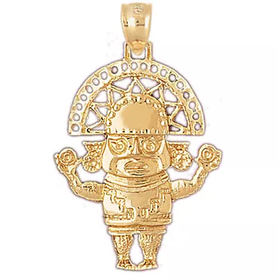 New 14k Gold Aztec Mayan Inca Figurine Pendant • $439.99