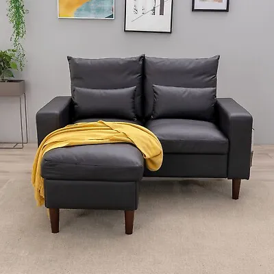 Modern 2 Seat Loveseat Sectional Sofa Couch With Ottoman For Bedroom Small Space • $239.99