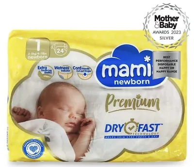 £4.99 • Buy Mamia Newborn 24 Premium Nappies Size 1  Dry Fast Technology Size 1 2-5kg/4-11lb