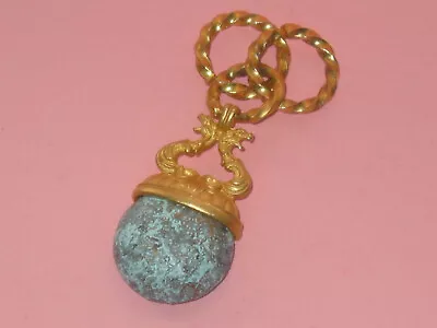 Unusual Vintage Gold Plated Fob Pendant With Little Dragons And Aged Metal • $33.11