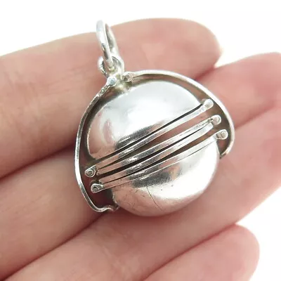 925 Sterling Silver Vintage WCJ Globe 6-Picture Locket Pendant • $139.99