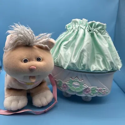 Cabbage Patch Kids Baby Magic Nursery Cradle And Small Pet Dog Cat Pink Collar • $18.01