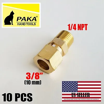 10 PC - Compression Brass Fitting 3/8  OD Tube X 1/4  NPT Male Pipe • $16.99