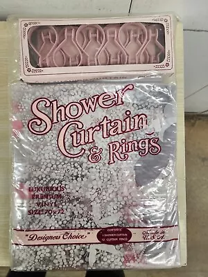 Carillon ? Shower Curtain Vtg 1970s Pink White Butterflies Vinyl Rings Poka Dots • $69.99