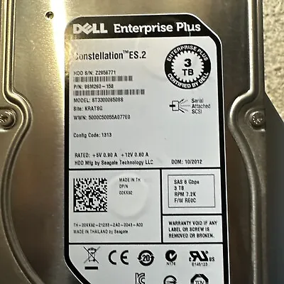 Dell 3TB  SAS Enterprise HARD DRIVE 3.5” Server   00KK92 R730 R740 WARNTY BULK • $38