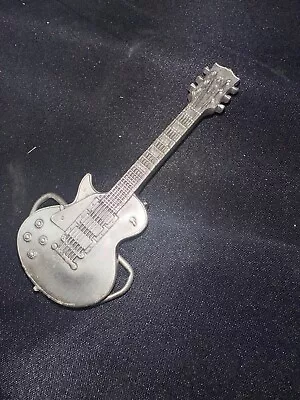 Vtg ELECTRIC GUITAR Belt Buckle 1981 Gibson Les Paul 3D Music RARE VG+ • $10