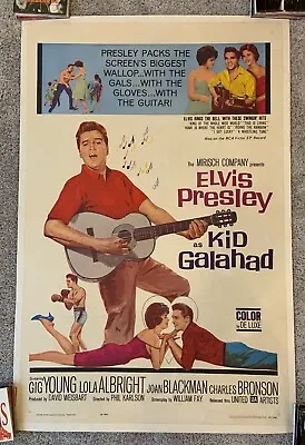 Elvis Presley Kid Galahad Original One Sheet Movie Poster Linen Backed • $499.99
