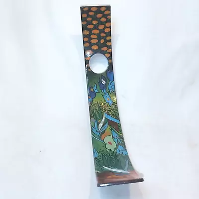 Wine Bottle Holder Van Gogh Design Hand PaintedBlack Lacquered  Shell Inset • $23