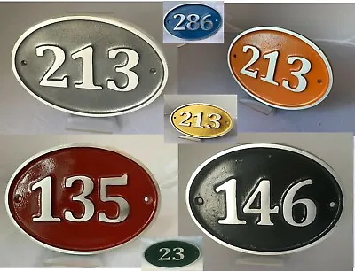 Metal Oval House Door Number Sign Handmade Any Number Colour Choice 3 Sizes • £16.50