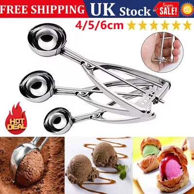 S/M/L Ice Cream Scoop Scooper Mash Potato Cookie Dough Stainless Steel Spoons UK • £8.37