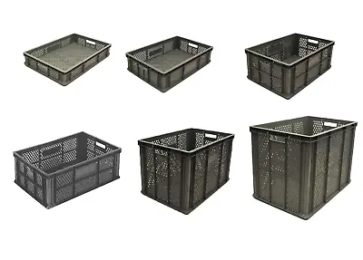 Euro Ventilated Stacking Storage Containers Boxes Crates 600 X 400cm • £19.95