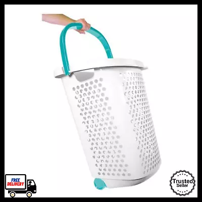 $49.99 • Buy Laundry Hamper Basket With Wheels Clothes Storage Bin Rolling Carts Plastic Bin