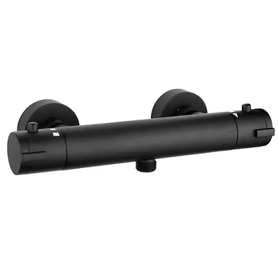 Modern Black Thermostatic Exposed Bar Shower Mixer Valve Tap Bottom Outlet 1/2  • £26.95